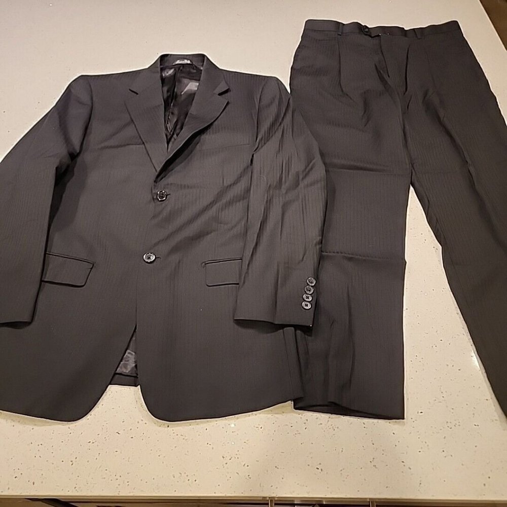 Acquaviva Sports Coat Jacket 40L Wool Navy Striped Made in Italy Pants 34